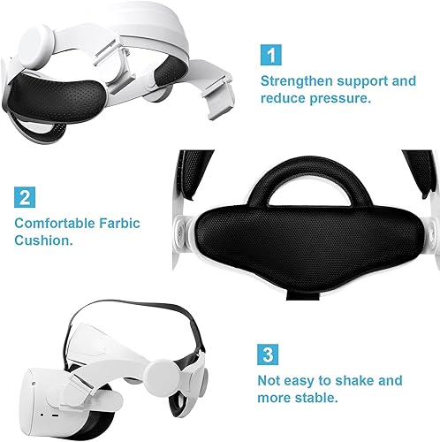 Vista 5 de HUAYUWA Adjustable Head Strap with Head Cushion for Oculus Quest 2 VR Accessories, Replacement for Elite Strap Comfortable Protective Headband
