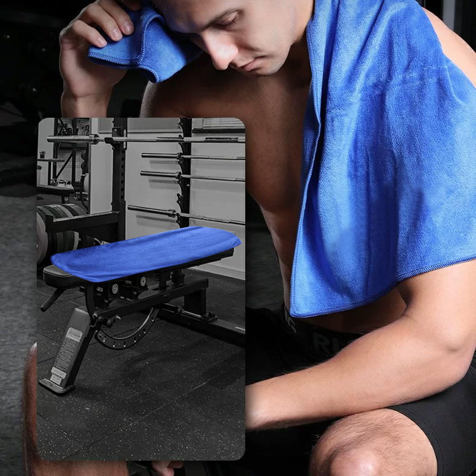 DAWRIS Toalla de fitness, toalla de deporte, 120 x 50 cm, microfibra con bolsillo con cremallera, grande, toalla de gimnasio, toalla de entrenamiento