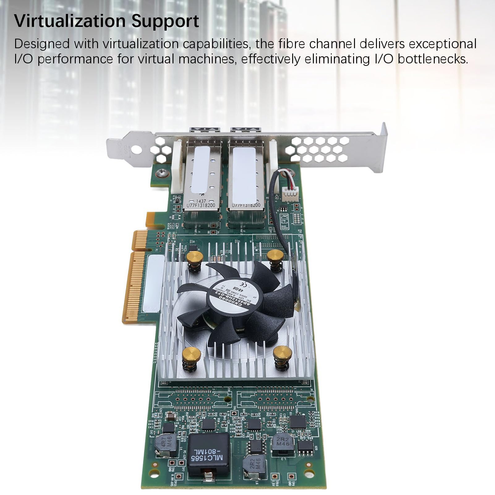 ASHATA Fiber Channel HBA, Adattatore del Bus Host PCIE 3.0 da 16 Gbps con Supporto per la Virtualizzazione, per Server Multi -processore e Macchine Virtuali