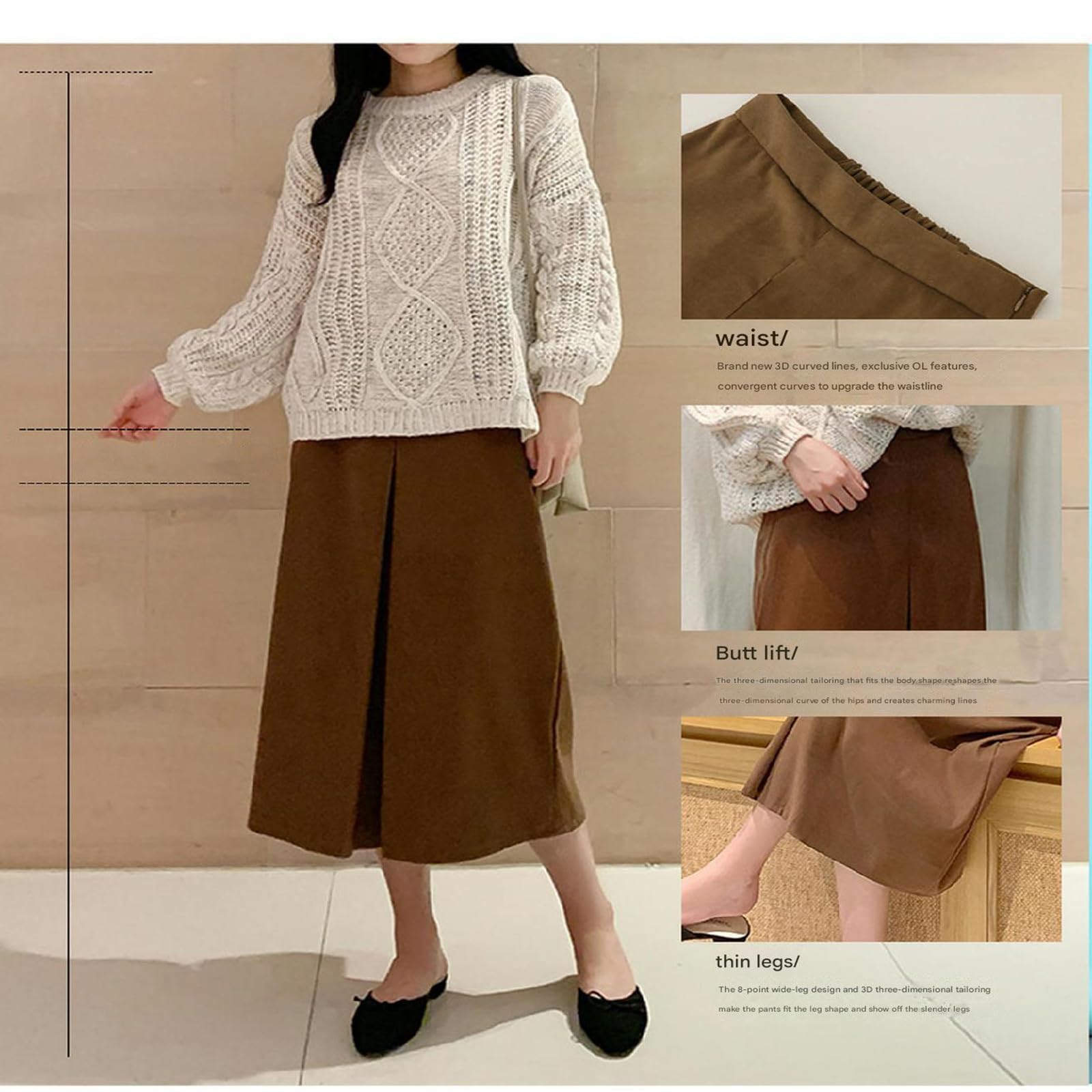 Röcke Frauen Mit Plus-größe Wildleder A-line-Rock-hohe Taille Mit Mittlerer Länge Hip Slimming Design Damenröcke-braun-6xl
