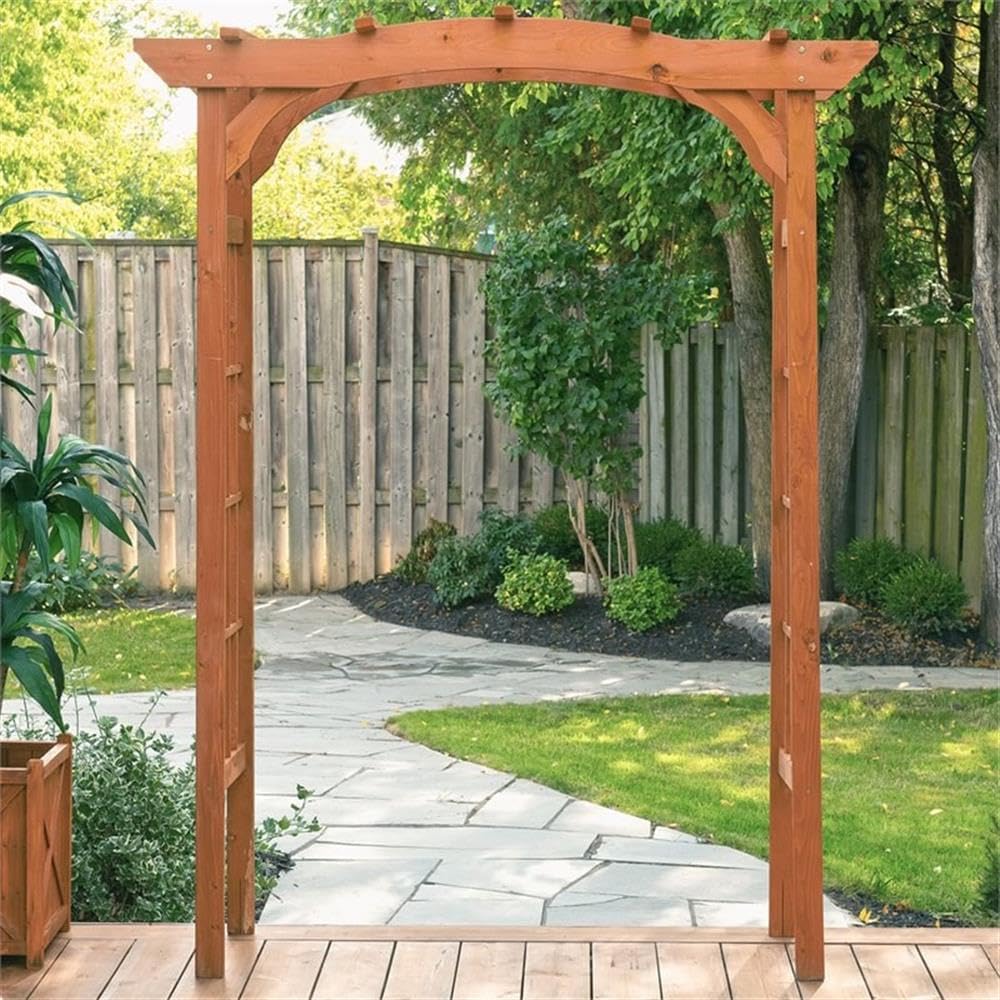 Leisure Season WA6180 Outdoor Wooden Arbor Trellis - Brown - 1 Piece - Decorative Lattice Panels Design for Garden - Support for Climbing Plants, Vines, Flowers - Cedar Wedding Arch, Walkway, Archway