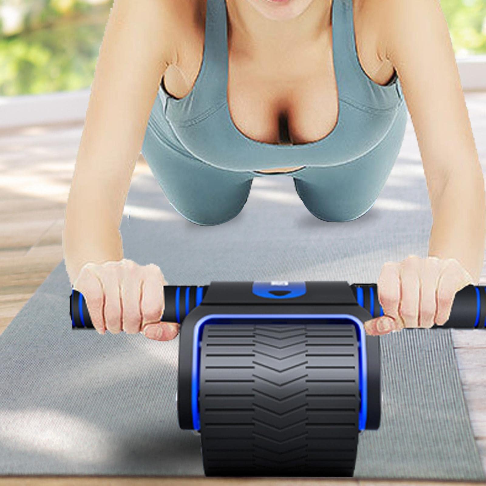 3 Rueda de Abdominales,AB Roller para Entrenamiento de Abdominales con Ruedas Dobles estables y Rebote automático | Rodillo AB de Doble Rueda para Entrenamiento de Abdominales