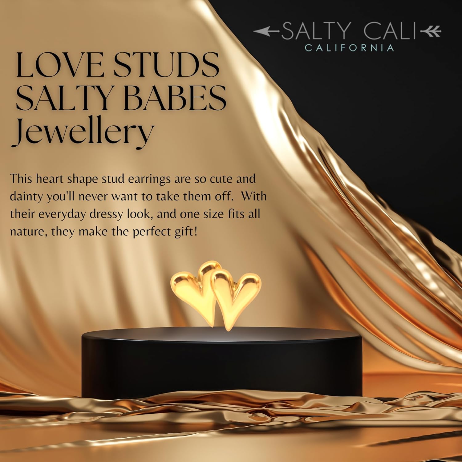 SALTY CALI- Gold and Silver Plated Stud Earrings for Women- Statement Jewelry