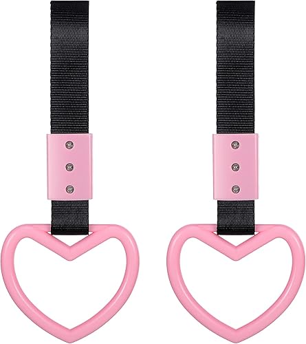 Miniatura 10 de 2 piezas anillos en forma de corazón correas para manija de automóvil, dije de deriva, encanto para parachoques trasero, anillo de advertencia