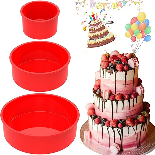3 moldes redondos de silicona para tartas, moldes de silicona antiadherentes, molde redondo de silicona de grado alimenticio, latas de silicona