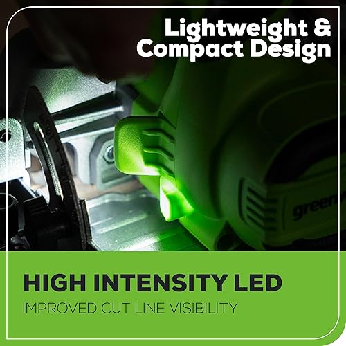 Vista 4 de Greenworks Sierra circular de 24 V, sin escobillas de 6-1/2 pulgadas, sierra circular de batería inalámbrica, 4,800 RPM, profundidad de corte