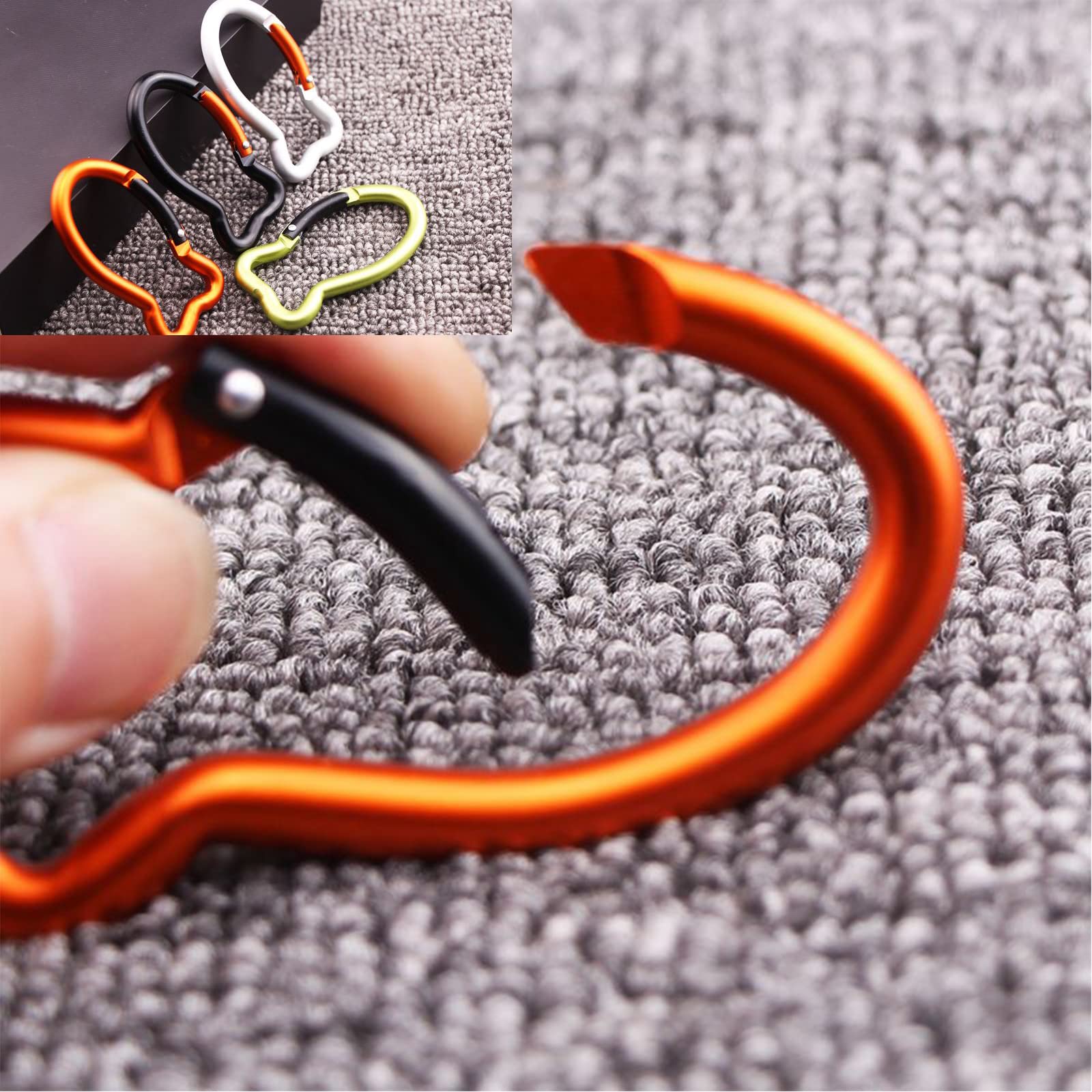 4PCS Fish Bone Shape Keychain Clips Mini Carabiner - 3 inch Aluminum Durable Quick Release Auto Locking Spring Loaded for Home Rv Camping Fishing Hiking Traveling and Sports Outdoors