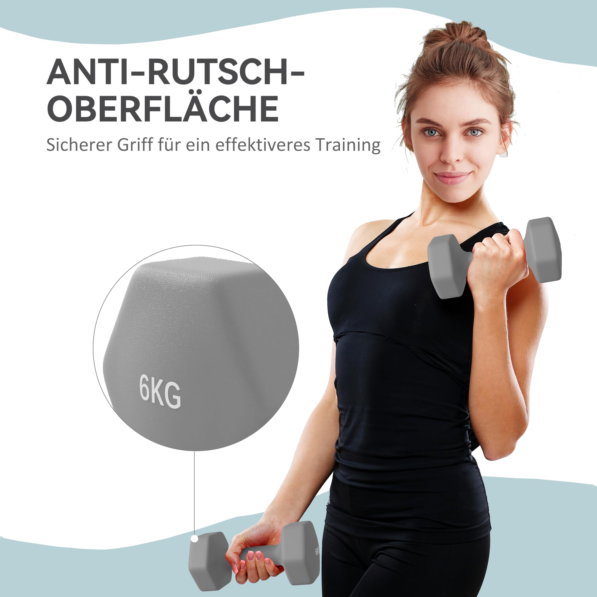 SPORTNOW Zestaw hantli z obciążnikami, zestaw krótkich hantli z żeliwa, 2 x 3/6 kg, dla mężczyzn i kobiet, zestaw hantli do domu, studia fitness, treningu siłowego