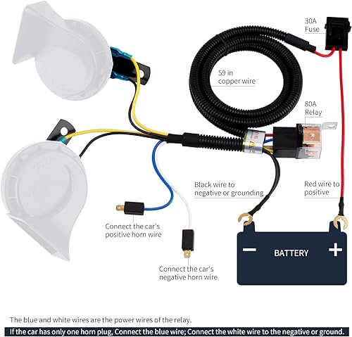 Miniatura 7 de FARBIN Bocina de coche de 12 V de tono altobajo con arnés de relé, bocina eléctrica impermeable para camión, bocina de 12 V, motocicleta (bocina