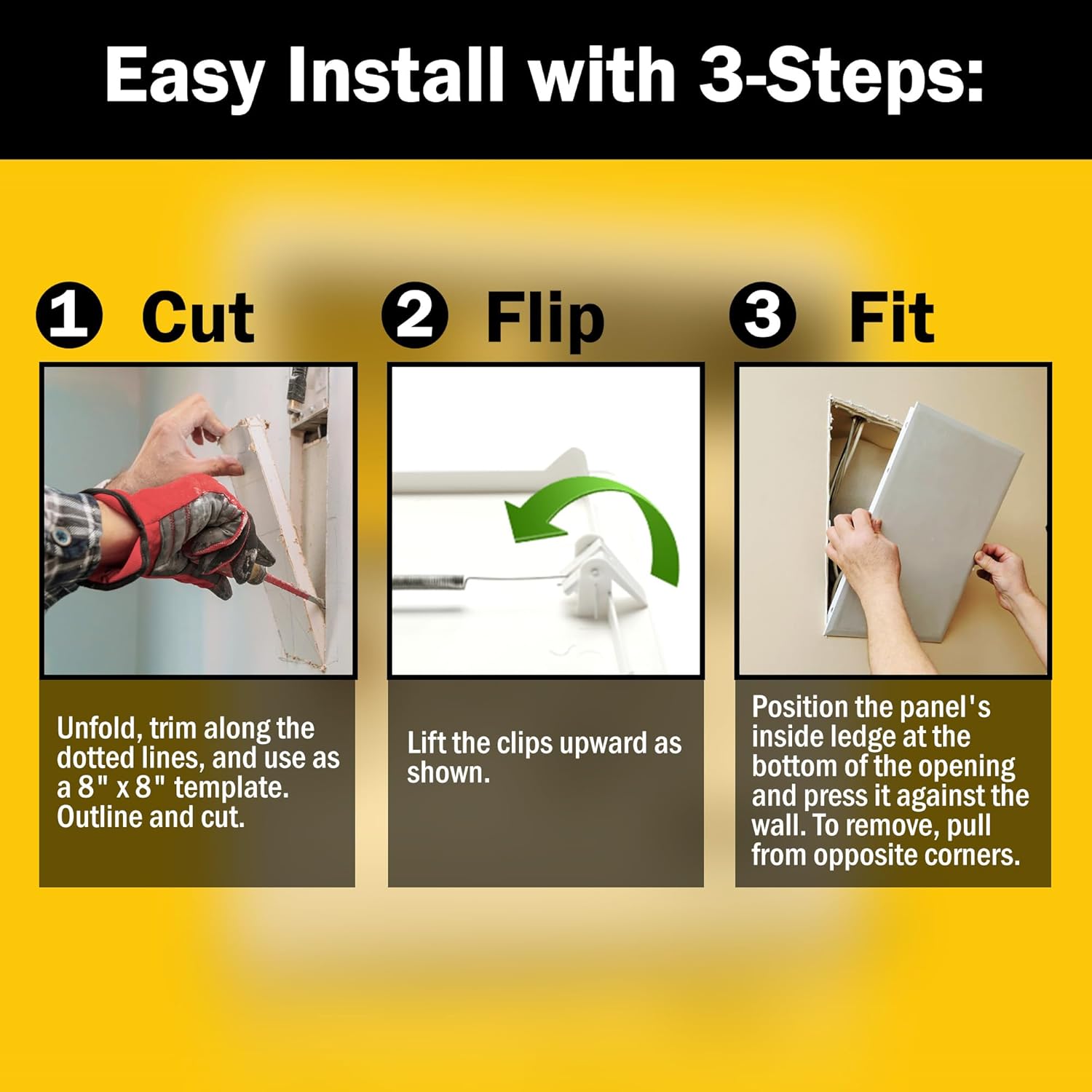 Plastic Access Panel 8x8 inches with Spring Click Technology - No Tools Required - For Drywall, Ceiling and Wall - Access Door for Plumbing, HVAC and Other Holes or Openings (10)