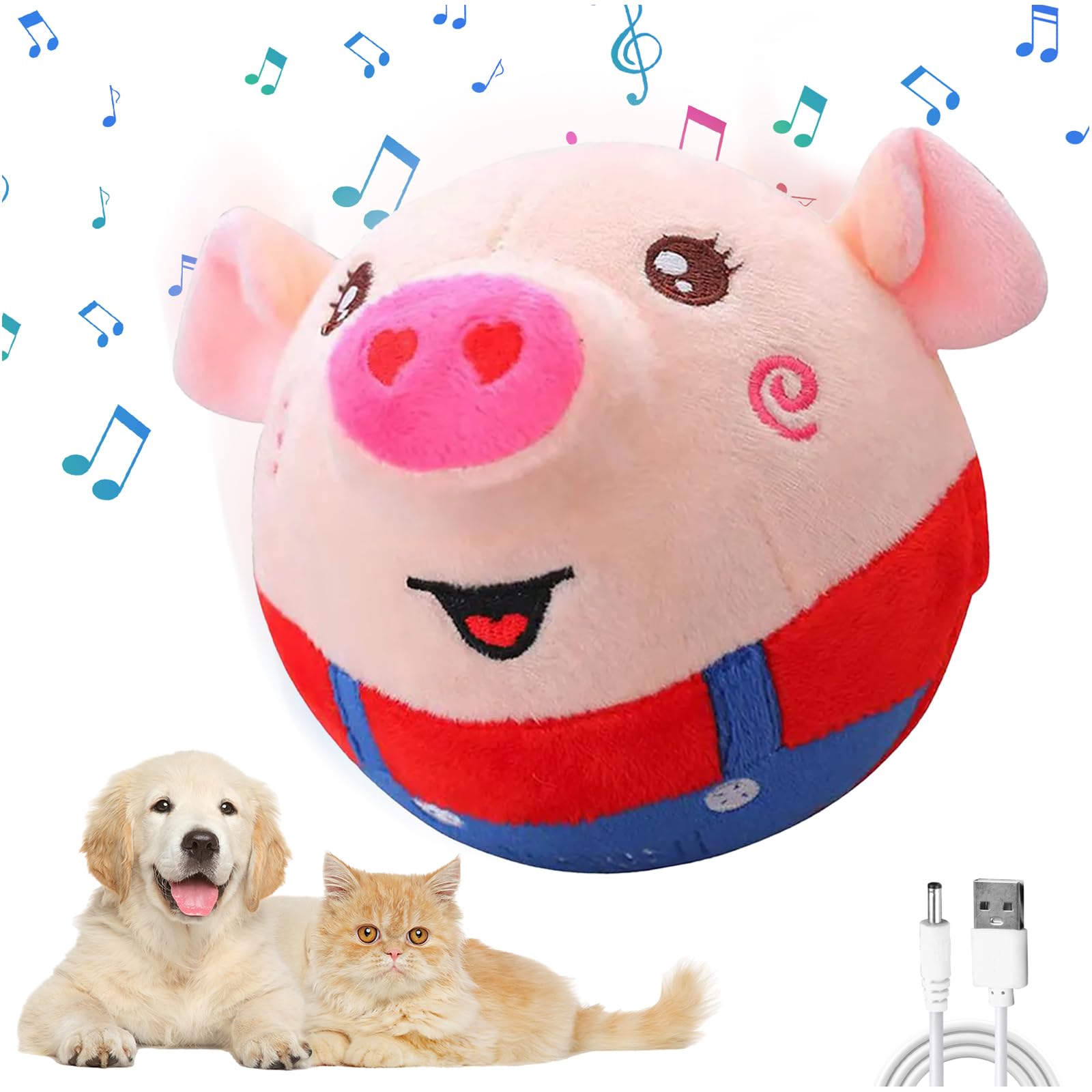 Yozexin Chuckle Chums Dog Toy Interactive Dog Toys: Active Moving Shake Bounce Washable Cartoon Dog Toys for Boredom for Small Medium Dogs (Red)