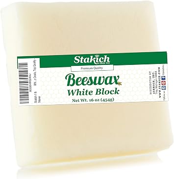 Stakich White Beeswax Block - طبيعي ، درجة التجميل - 1 جنيه