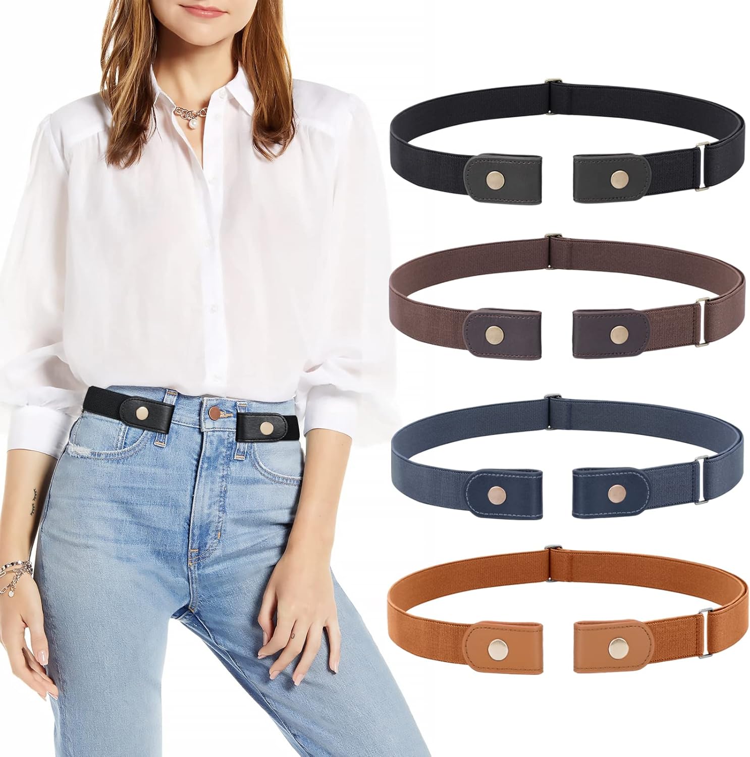 Unisex Buckle-Free Stretch Belt, Adjustable Elasticated No Buckle Belt,  Invisible Belt For Jeans, Trousers, Shorts, Western Outfits