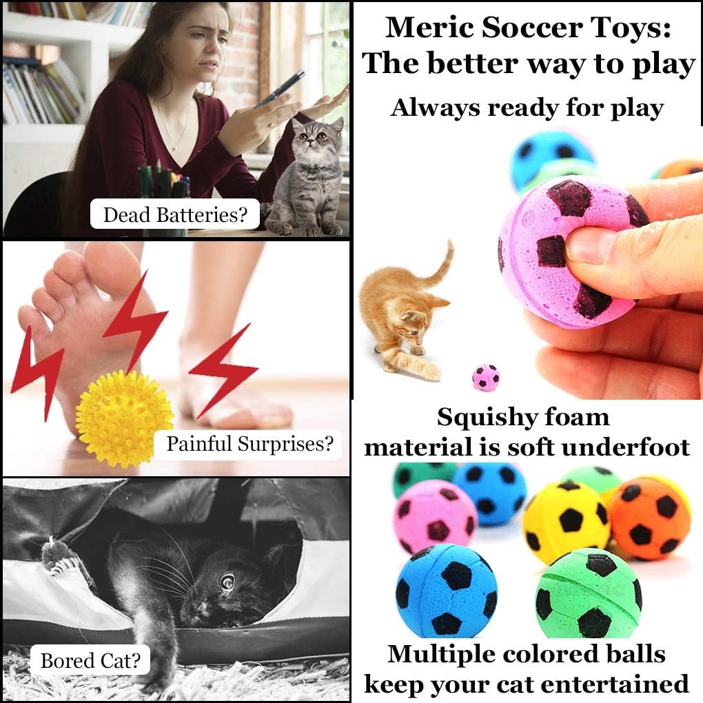 Meric Sponge Cat Balls, Soft Foam Soccer Balls, for Exercise and Interactive Play, Play Toy for Feline, Satisfies Chewing Instinct, 12 Pack : Pet Supplies