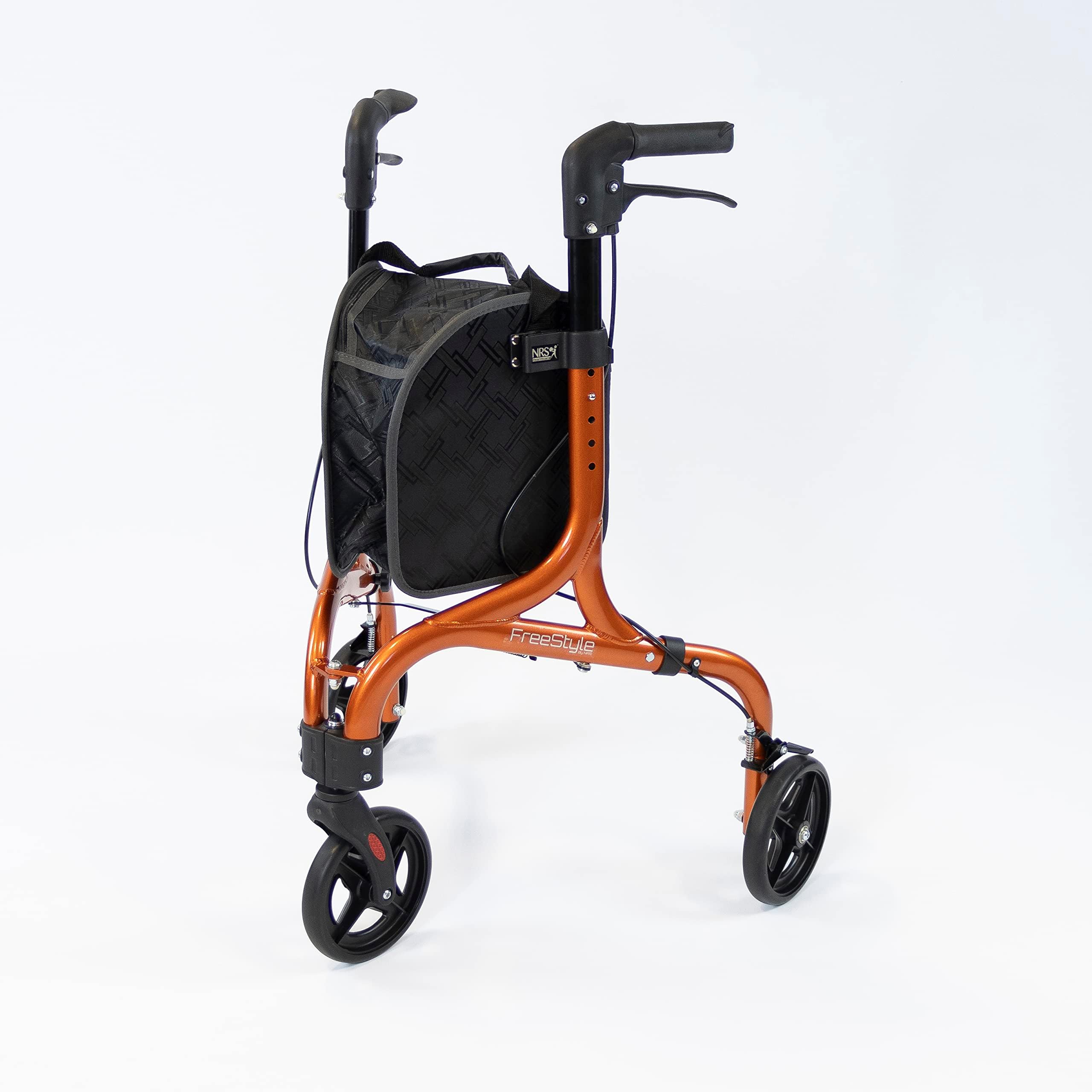 NRS Healthcare Modern Freestyle 3 Wheeled Rollator, Ultra Lightweight, Orange