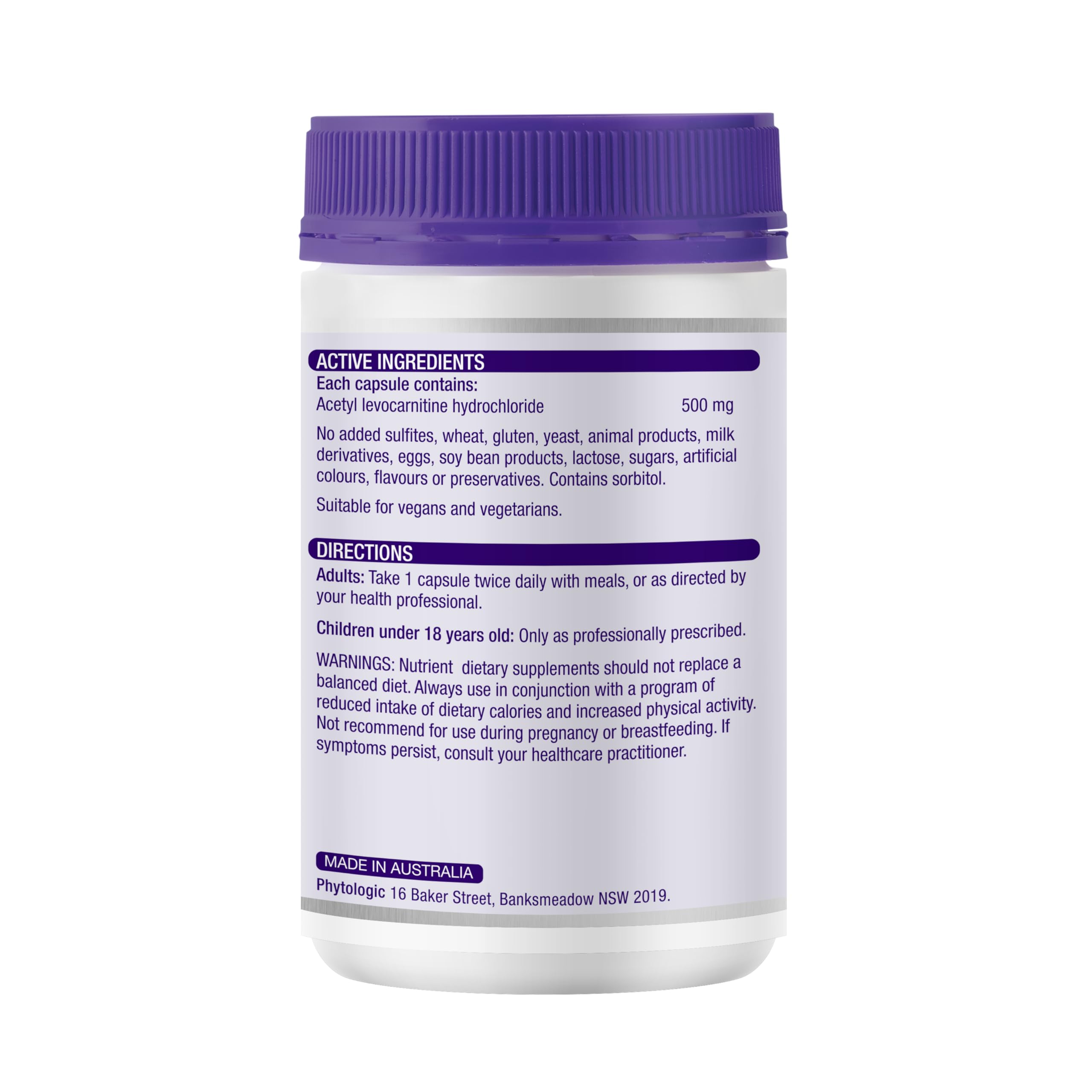 Henry Blooms 500mg Acetyl L-Carnitine Fat Metabolism 180 Vegetarian  Capsules : Amazon.com.au: Health, Household & Personal Care