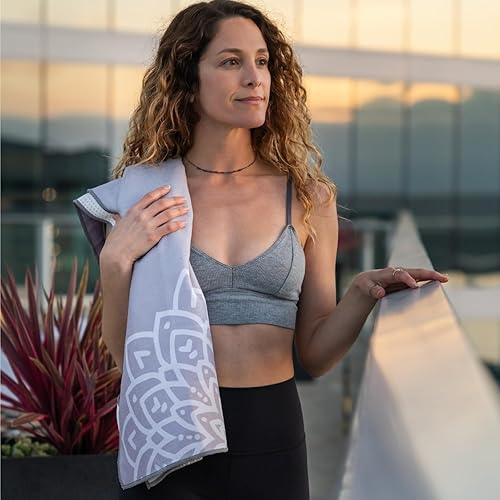 Miniatura 2 de Toalla de yoga con agarre de yoga, toalla antideslizante para esterilla de yoga caliente con bolsillos en las esquinas, agarre antideslizante y