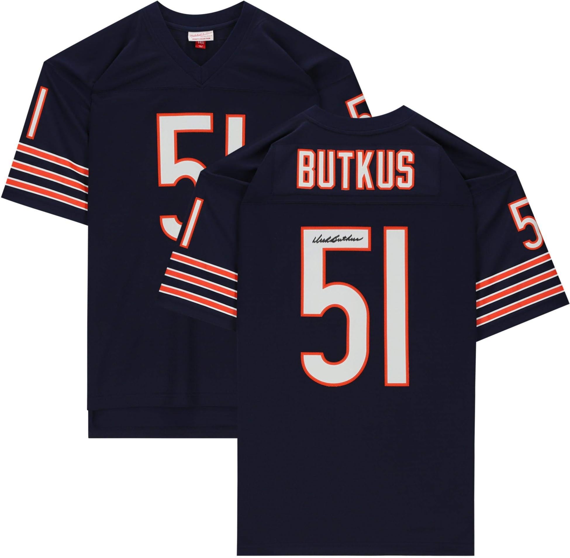 Sports MemorabiliaDick Butkus Chicago Bears Autographed Mitchell & Ness Navy Replica Jersey - Autographed NFL Jerseys