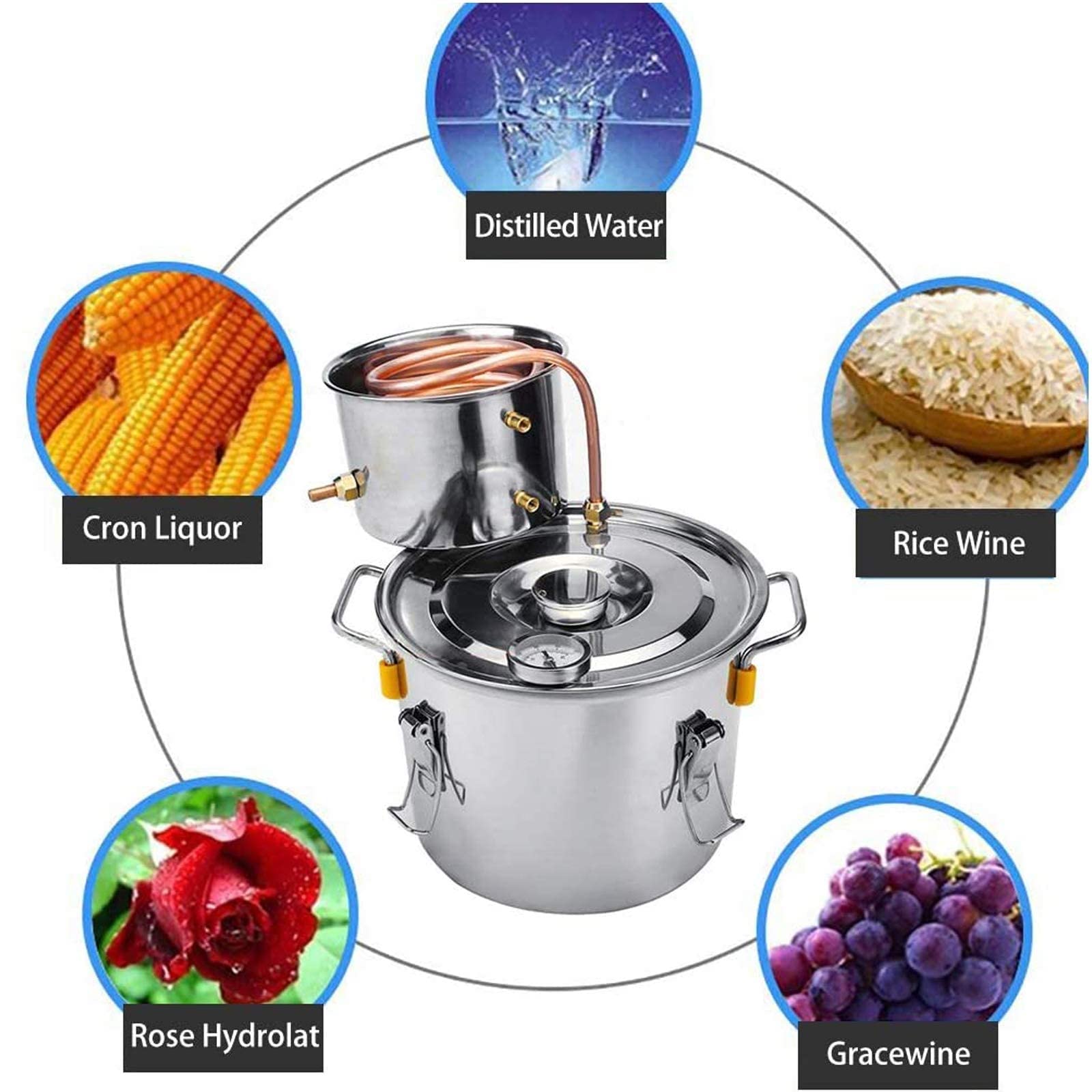 ANZAGA Mini Juego de Vino Evaporador Destilador de Vino Método Destilador,6l/1.5gal