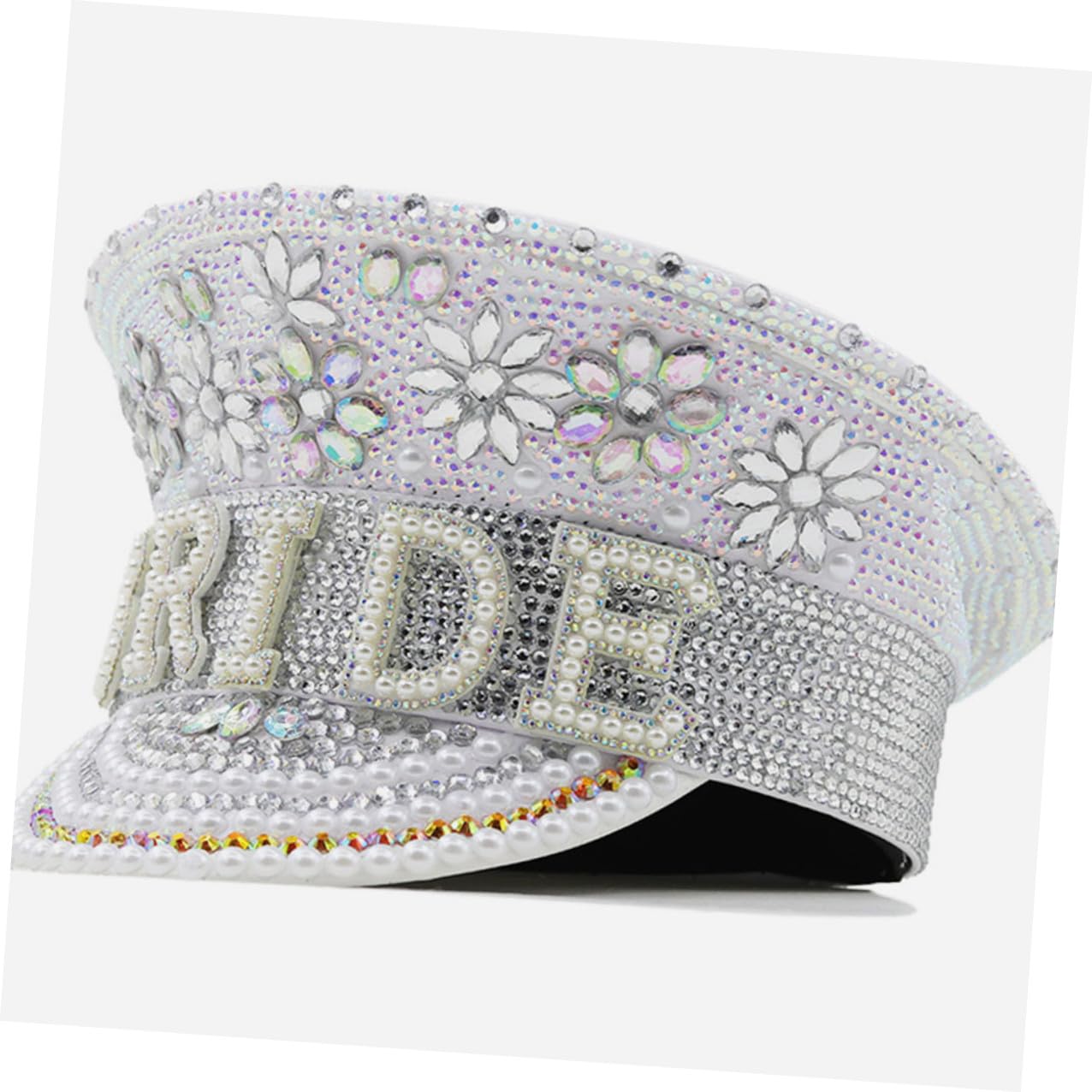 Artibetter Sombrero Accesorio Adecuado Gemas de Imitación de Blanco Ajustable y Cómodo para Novia para Despedidas de Soltera y Fiestas de Boda