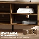 HOMCOM Support TV pour téléviseurs jusqu'à 60 po, centre de divertissement moderne avec portes coulissantes incurvées, console multimédia avec 6 compartiments de rangement, noyer brun