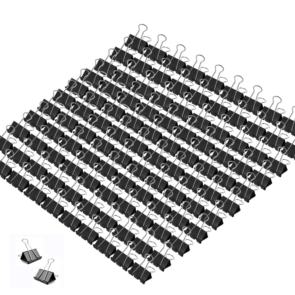 Mini Binder Clips, 144 Stück, 5/8 Zoll, Standard 15 mm, schwarz, Mini Binder Büroklammern, Faltklemme, Binder Clips Mini Größe, Mini Bürobedarf, Micro Binder Clips