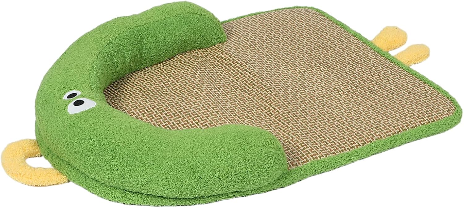 Rattan Cooling Dog Bed with Pillow Breathable Pet Sleeping Mat for Indoor and Outdoor Use Handmade Cooling Pad for Cats and Dogs Antislip Design for Stability and Comfort