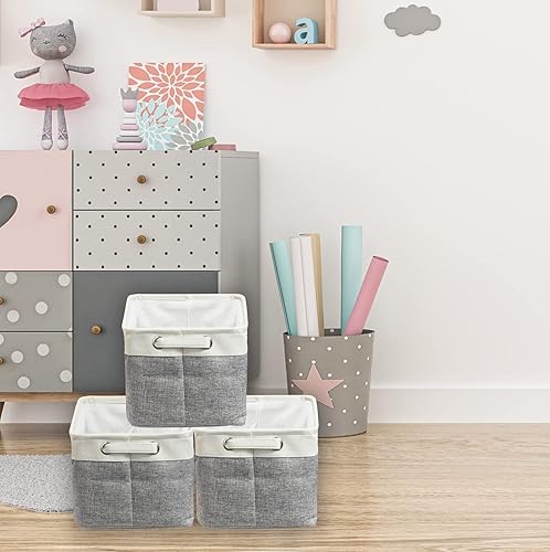 Miniatura 63 de Simple Houseware Contenedor grande de tela de almacenamiento, 14.4 x 10 pulgadas con asas, paquete de 3, organizador plegable para armario y Gris