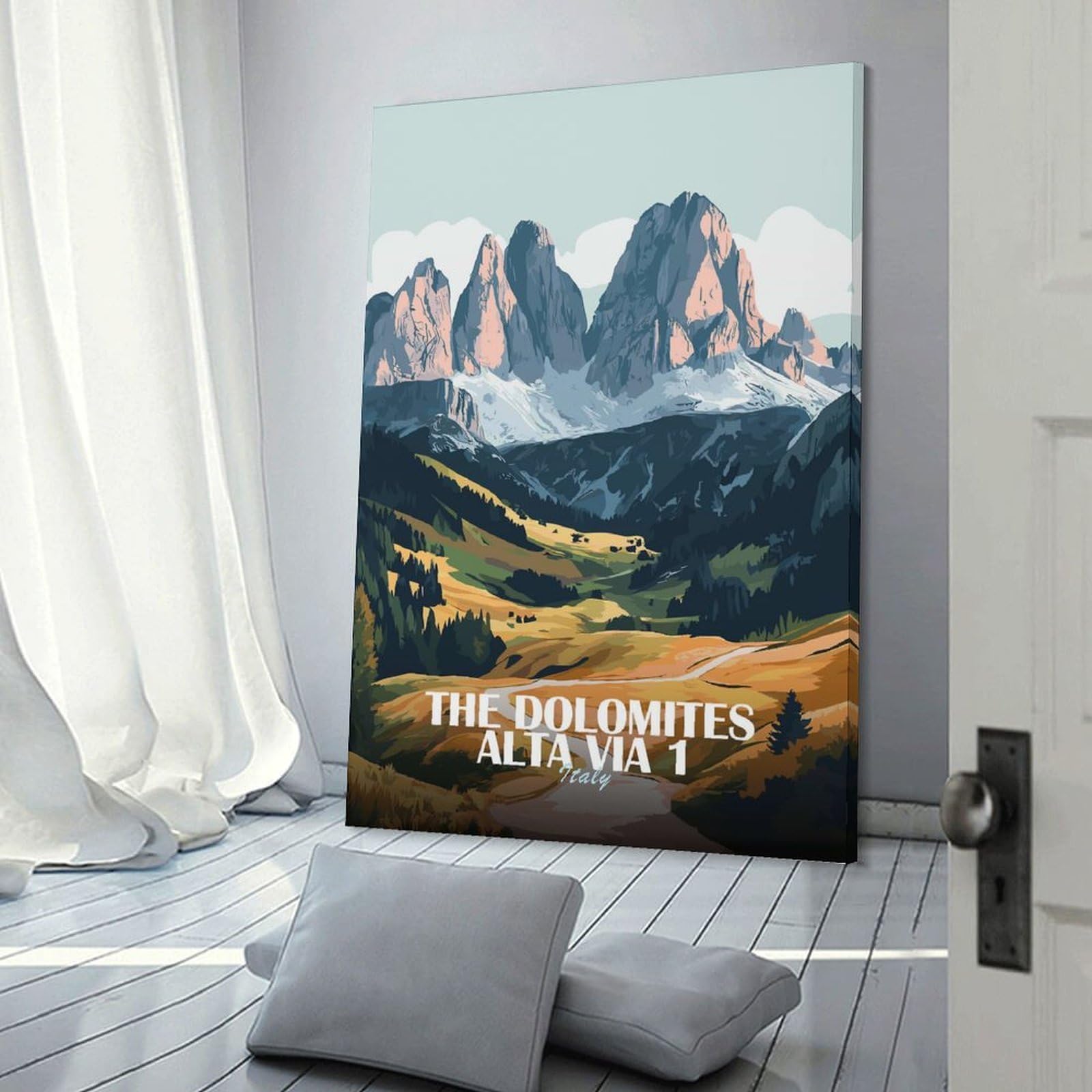 Junmoney The Dolomites Alta Via 1 Italy Hanging Wall Art, 20x30inch(50x75cm), for Lounge, Bedroom Or Personal Spaces, Gift Idea for Housewarming And Birthdays