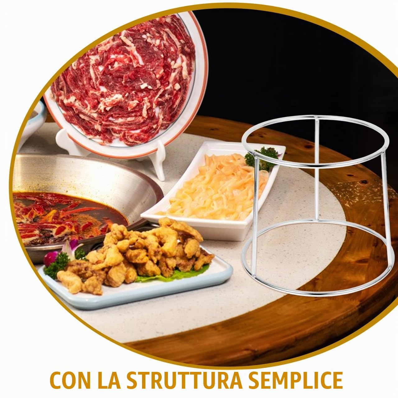 UPKOCH Porta Pizza in Acciaio Inossidabile 2 Strati 7 Pollici Stand Da Pizza E Alzata Per Frutti Di Mare Supporto Vassoio Per Casa Cucina E Ristorante