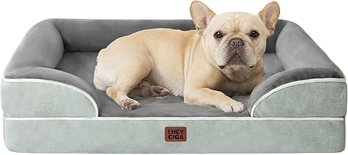 Miniatura 122 de EHEYCIGA – Cama ortopédica mediana impermeable para perros medianos, de espuma viscoelástica tipo caja de huevos, con bordes elevados y base