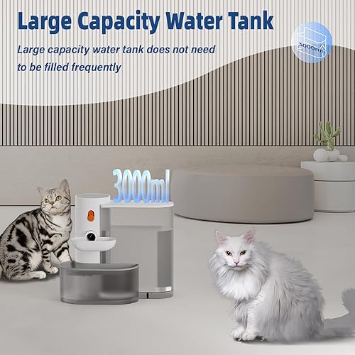 Miniatura 2 de Fuente de agua para gatos Fuente automática para beber mascotas de 101.4 fl oz para gatos y perros, bomba ultra silenciosa, ventana de nivel de