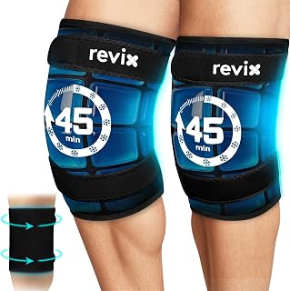 REVIX 2 Packs XXXL Knee Ice Pack Wrap Around Entire Knee, 45-Minute Long-Lasting Ice Pack for Knees with Ice Grid Gel Design, Cold Compress Therapy for Arms, Thighs, Elbows, Calves & Legs (20"×10.7")