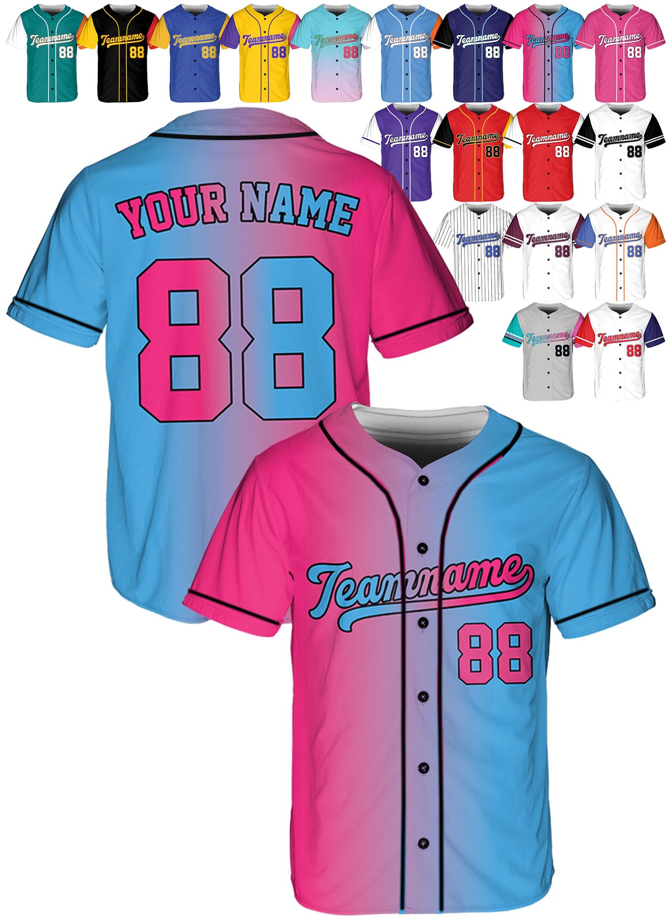 Custom Baseball Jerseys - Personalized Softball Shirts for Men, Women, Boys, and Girls - Customized Team Uniforms for Sports Fans, Teams, Events, Gifts - Add Your Name, Number, Logo