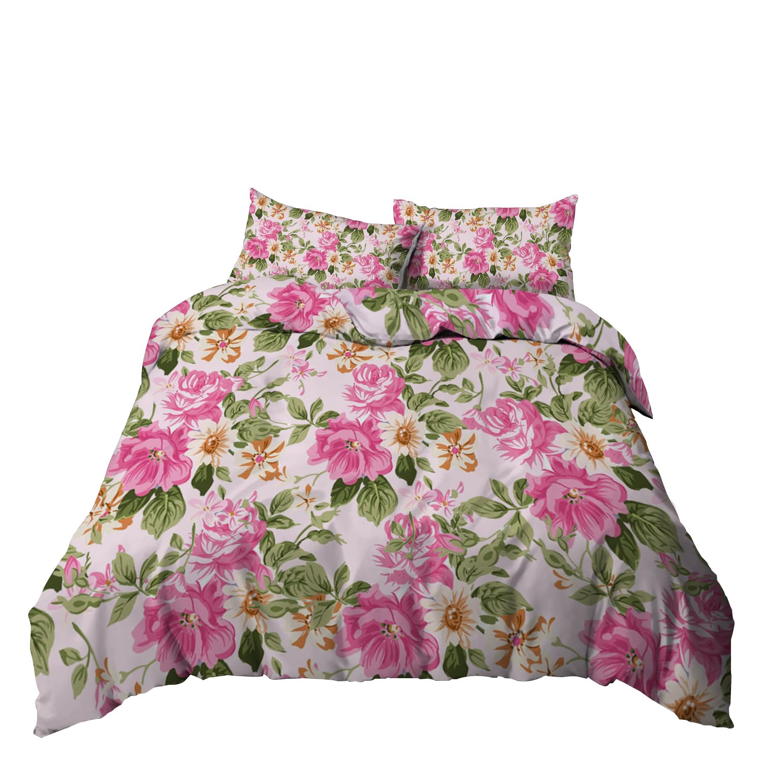 Copriletto Matrimoniale Estivo Fiori Copripiumino Matrimoniale In Morbida Microfibra Copriletto Matrimoniale Con ​Zip Invisibile,Set Copripiumino Matrimoniale,2 Federe 50 X 75 Cm (260X240Cm)
