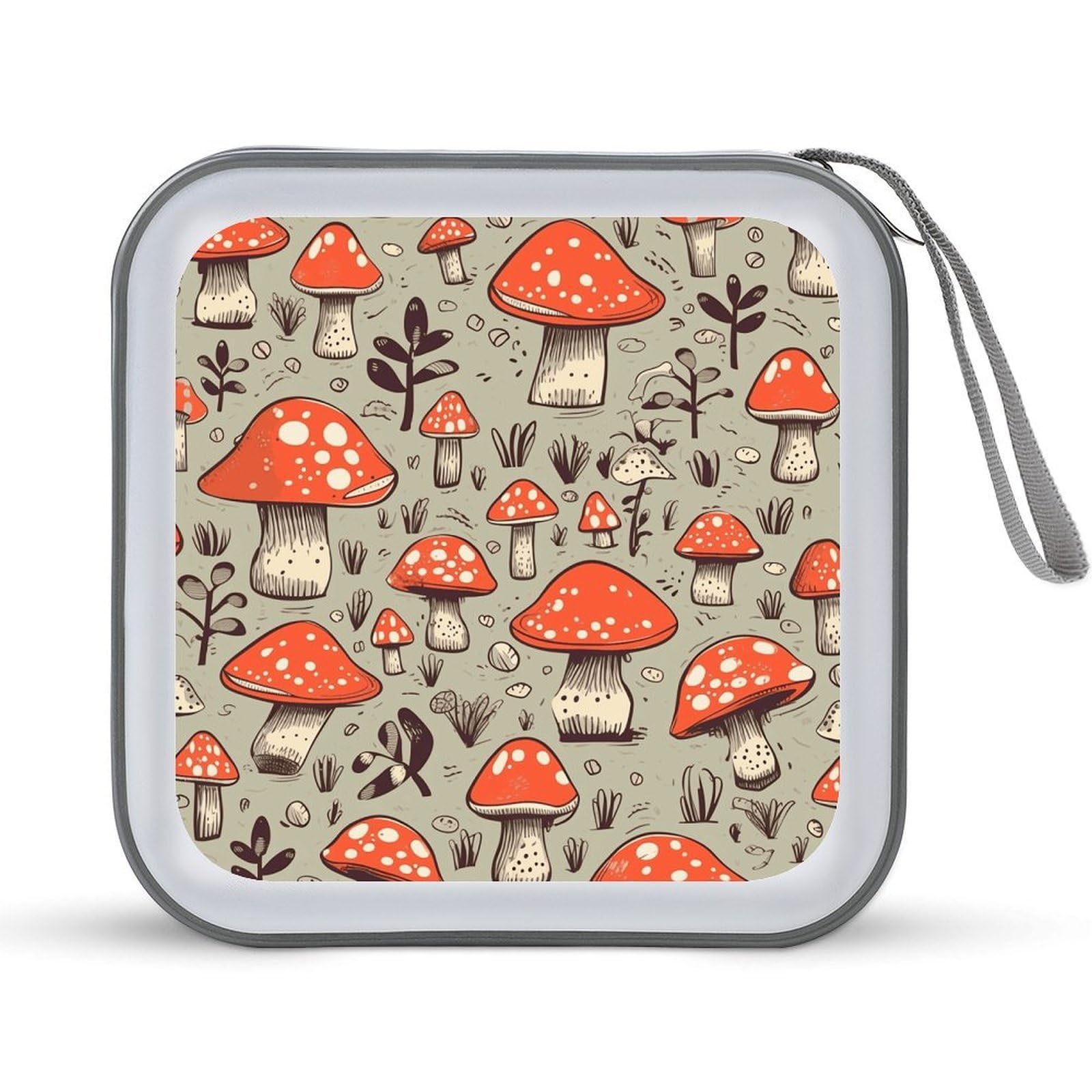 VstaDank Cartoon Mushrooms DVD Case 40 Capacity Protective Storage Organizer Binder Booklet Album Portable Disc Wallet Car CD Disk Holder Hard Plastic CD Cases CD DVD Case Holder