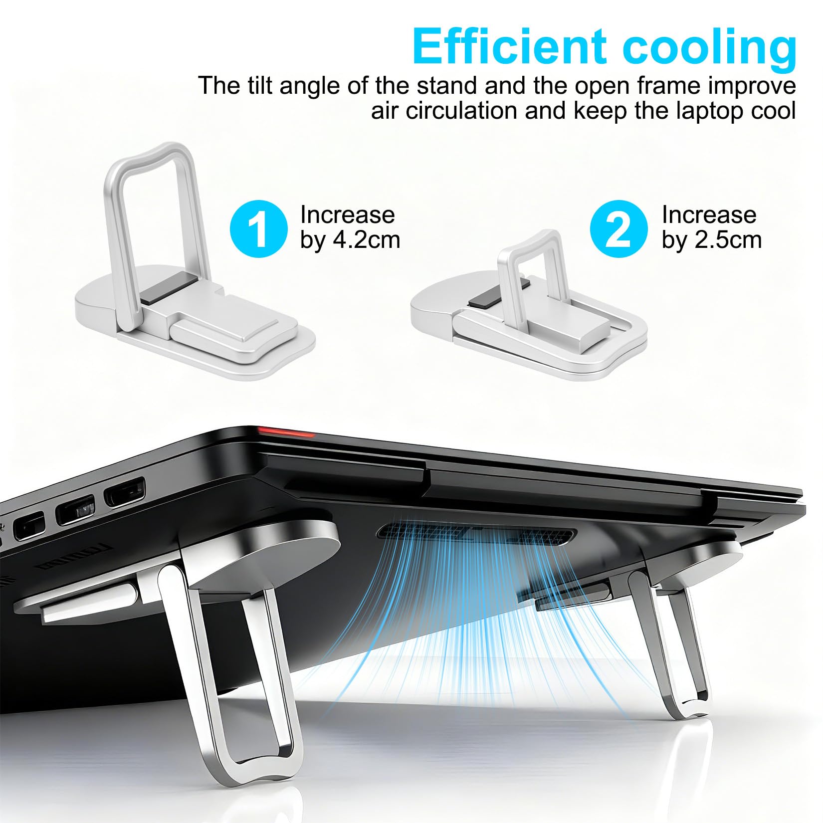 2 Pz Supporto PC Portatile Scrivania Regolabile, Supporto Laptop Regolabili in Altezza, Stand PC Portatile autoadesivi regolabili a 2 livelli per notebook, laptop e tablet