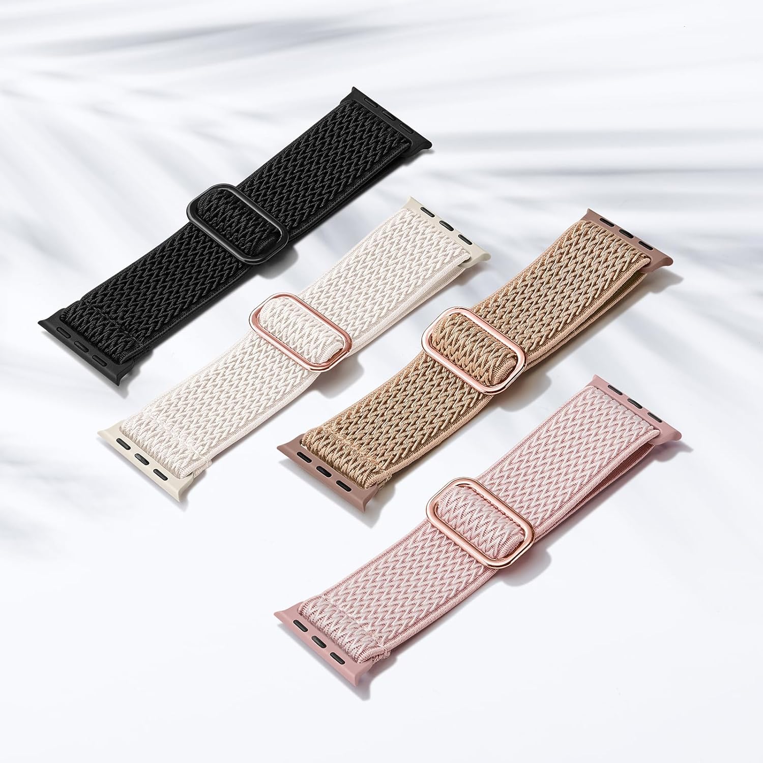 4 Pack Stretchy Nylon Band Compatible with Apple Watch Bands for Men Women 44mm 40mm 41mm 42mm 45mm 46mm 49mm 38mm, Braided Solo Loop Elastic Strap for iWatch Ultra 3 2 Series 11 10 9 8 7 6 5 4 SE 3 - Image 2