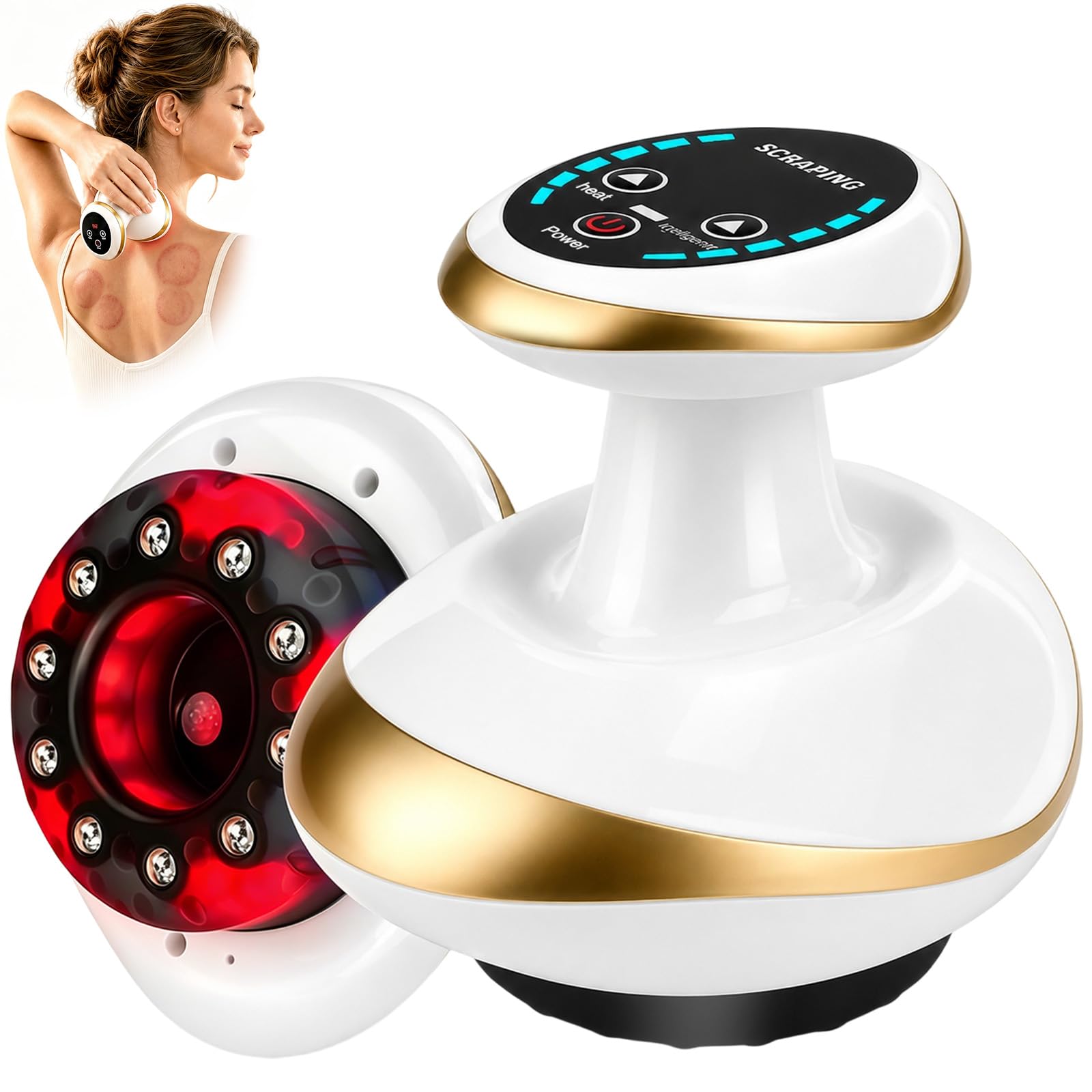 Anti Cellulite Massagegerät, 4-in-1 Lymphdrainage Massager Schröpfgerät Elektrisch Anticellulite Geräte Gua Sha Lipödem Massagegerät mit Vakuum Massage für Körperstraffung Lymphdrainage Durchblutung