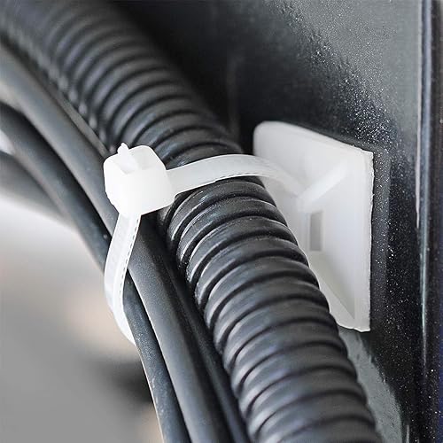 Miniatura 4 de 34 pulgadas 3M pegamento trasero autoadhesivo blanco fuerte soporte de cremallera para cable 100 piezas con bridas de 8 pulgadas, tornillos,