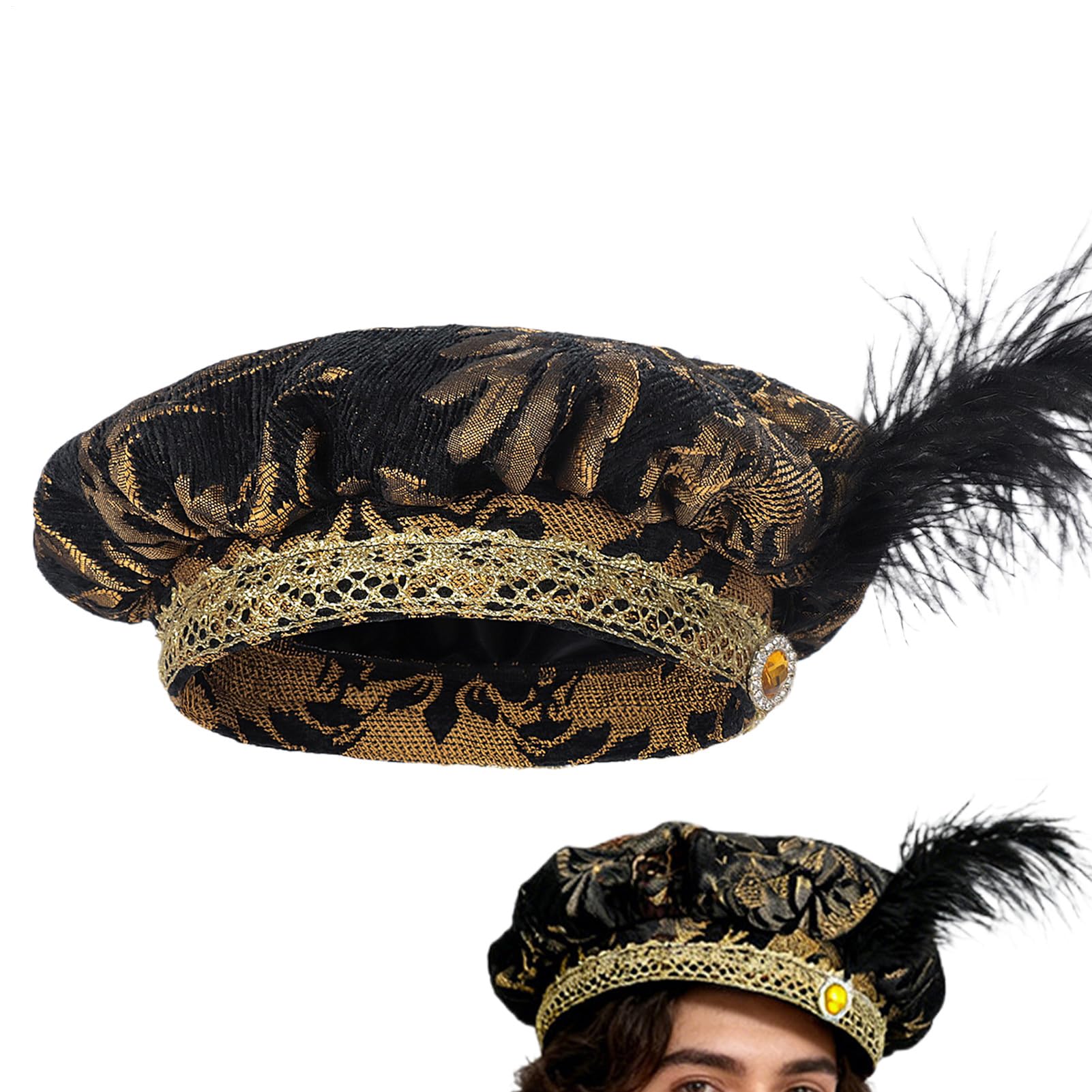 objbhuely Renaissance Hat | Renaissance Cosplay Costume Headpiece | Tudor Cosplay Costume Accessory,for Performance Wedding Market Masquerade Party Festival Celebration
