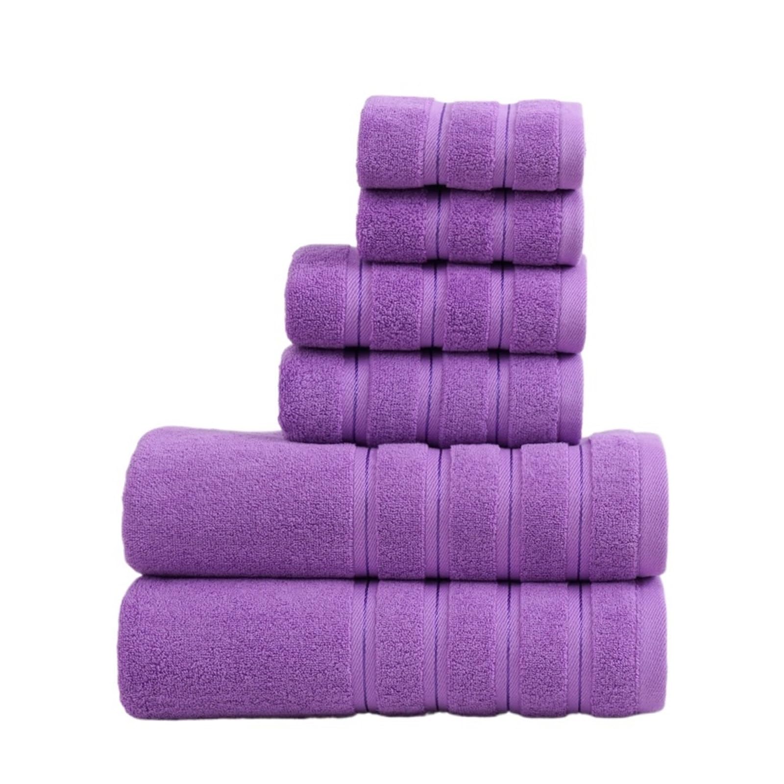 CHTKAGV 3-Piece Cotton Towel Set, Highly Absorbent Bath and Washcloths for Beach and Bathroom(Purple,35x75cm)