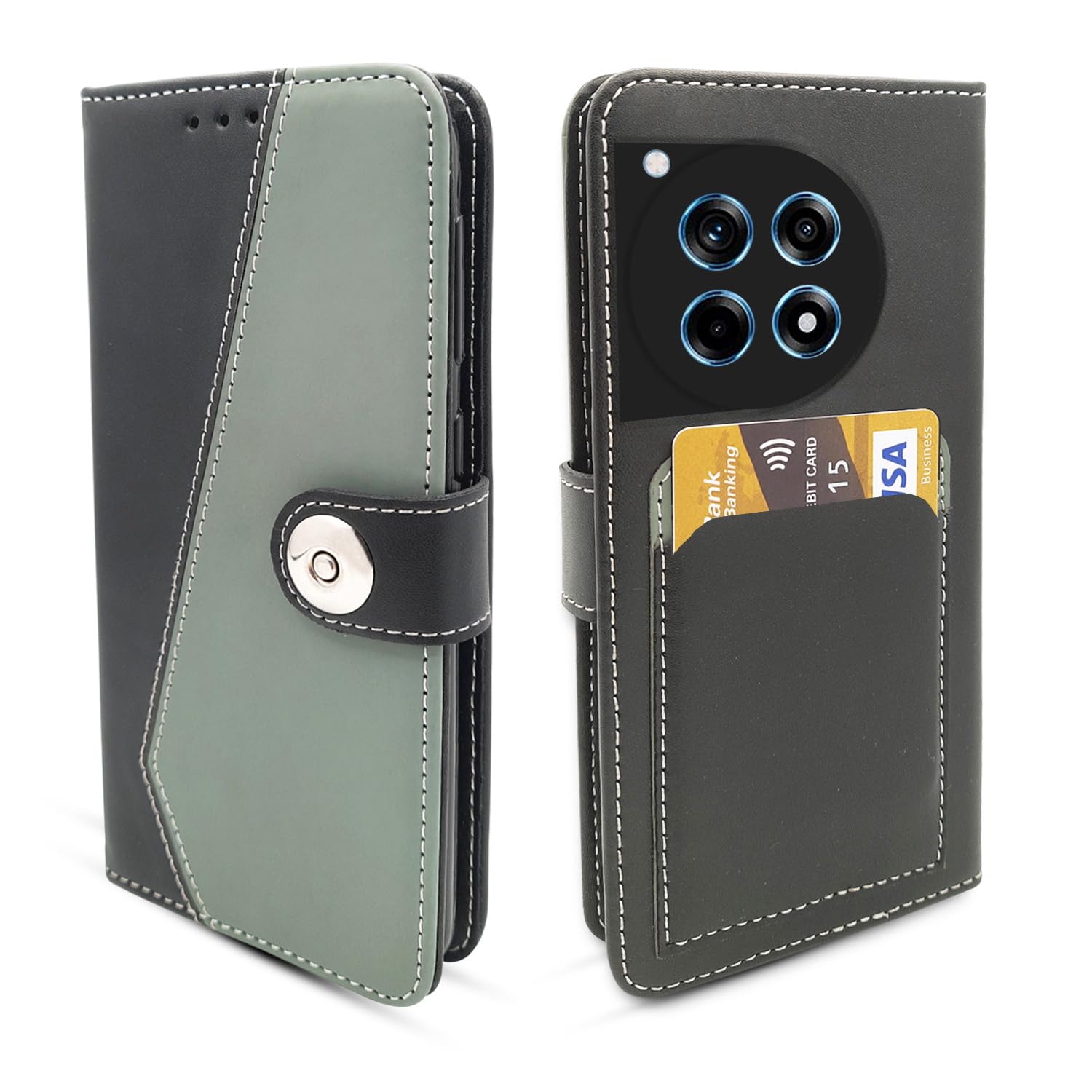 Pikkme Flip Cover | Genuine PU Leather Finish | Full 360 Protection | Wallet Style | Inbuilt Pockets & Stand | Strong Magnetic Flip Case for OnePlus 12R 5G (Grey) (B0CZNK19Z4) Amazon Price History, Amazon Price Tracker