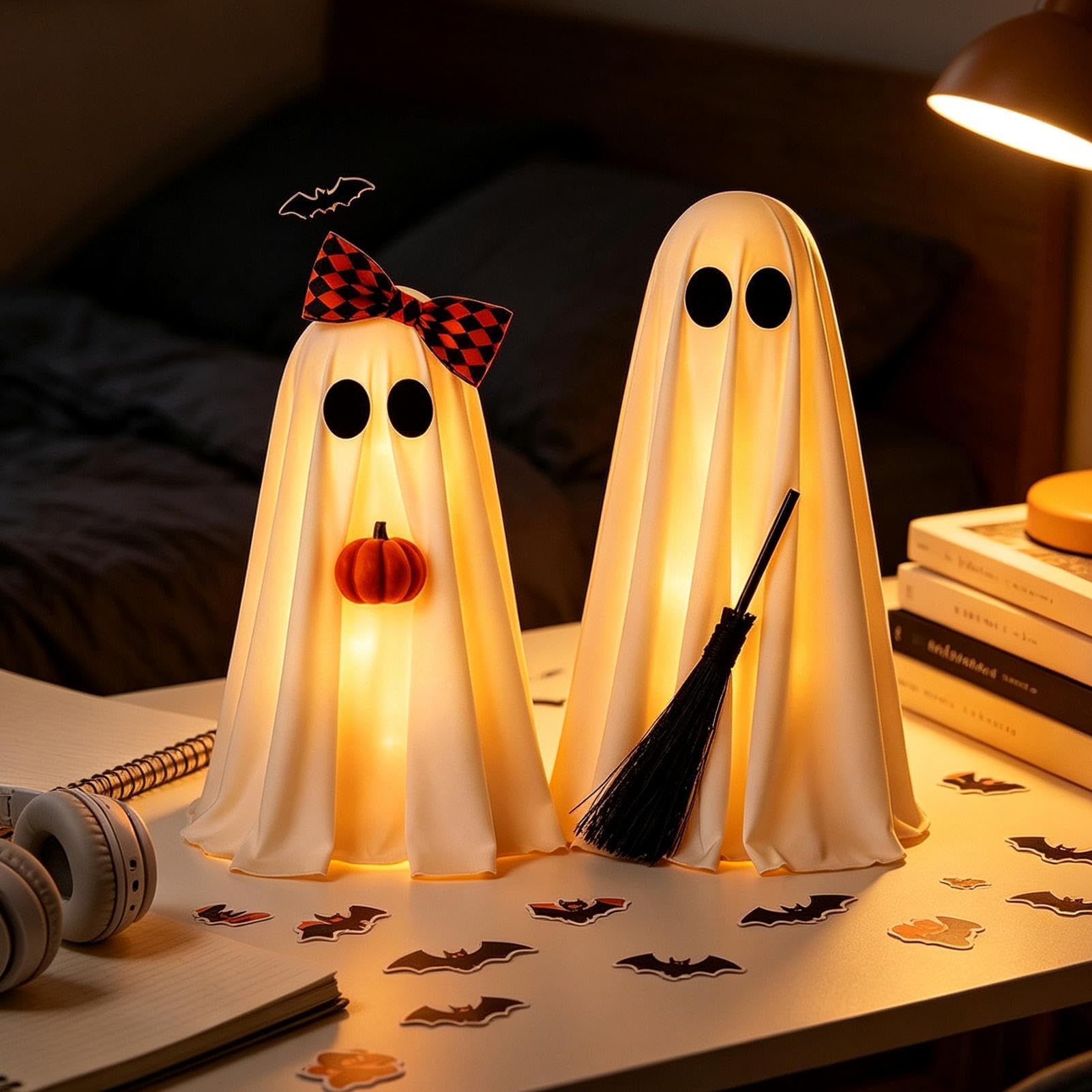 Ghirlanda di Halloween con a LED, luce calda, con scopa e