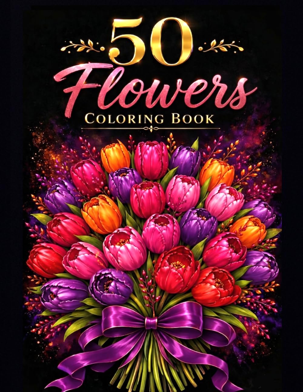 Flowers Coloring Book for Adults: 50 Elegant Botanical Designs for Stress Relief and Relaxation