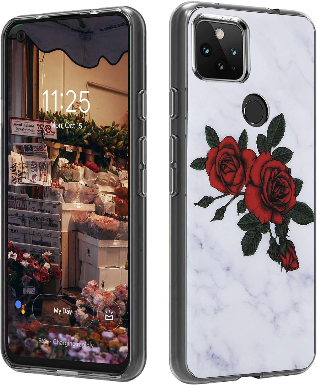 Meweri for Google Pixel 4a 5G Case, Soft&Flexible TPU Ultra-Thin Shockproof Slip Resistant Anti-Scratch Protective Phone for Women Girl Bumper Cover with Retro Marble Design for Google Pixel 4a 5G (2)