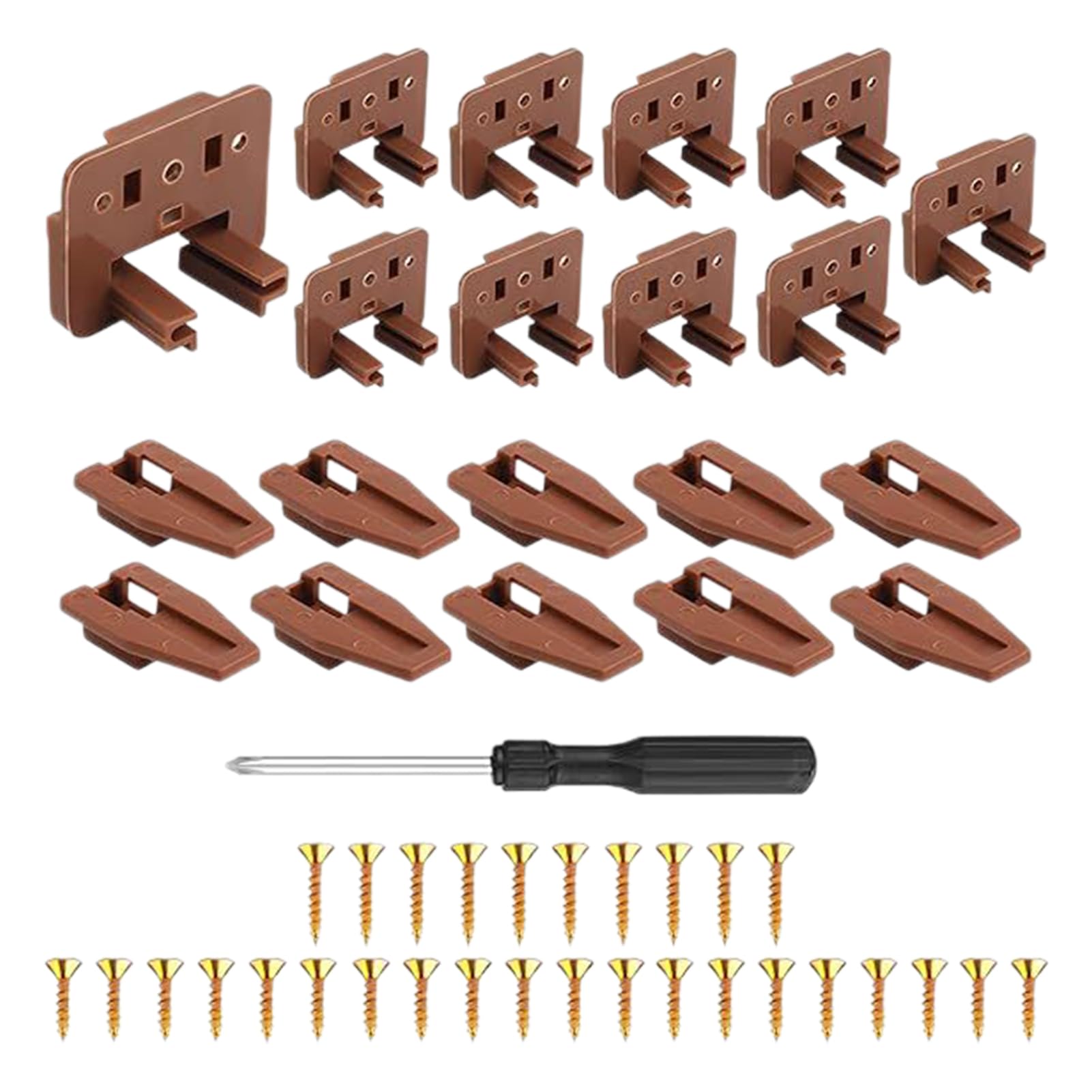 Plastic Drawer Slides and Guides 10 Pack Drawer Replacement Part, Drawer Replacement Part for Center Mount Drawer, Brown Replacement Parts