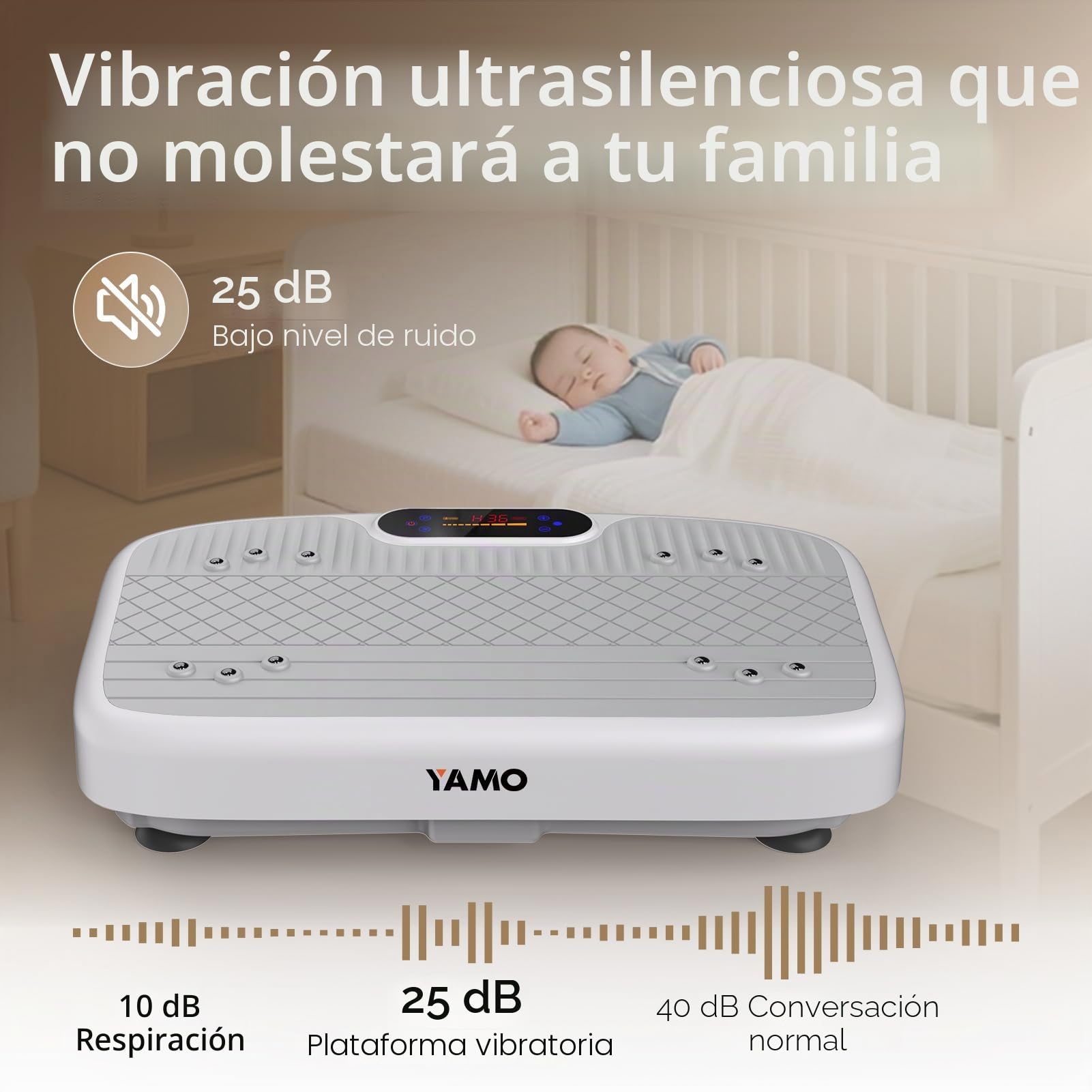 YAMO YV20 Plataforma Vibratoria Fitness | 99 Niveles de Velocidad, 5 Programas, Mando a Distancia y Bandas de Resistencia | Pantalla LED Táctil, Capacidad Carga de 150KG