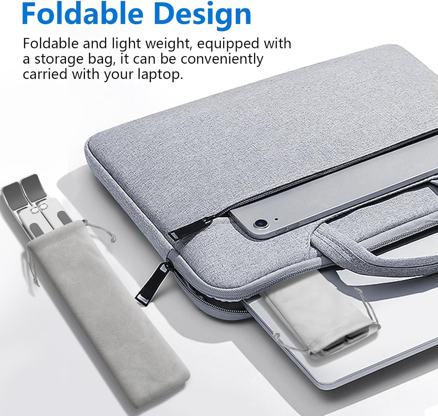 Black Laptop Stand for Desk Holder Computer Portable Foldable Adjustable Notebook Stands, Aluminium Metal MacBook Stand, Compatible with 10-15.6 Inch Laptops, iPad 29 71Z4U ld tL. SL1500