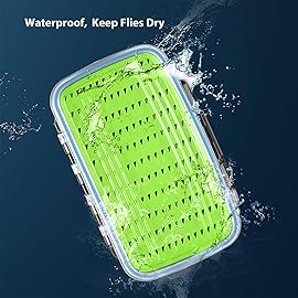 Gonex Fly Boxes for Fly Fishing Jig Boxes Two-Sided Waterproof Lightweight Fly Fishing Box Easy Grip Transparent Lid Fly Fishing Lures Box, 7.3x 4.6x 1.5, Green